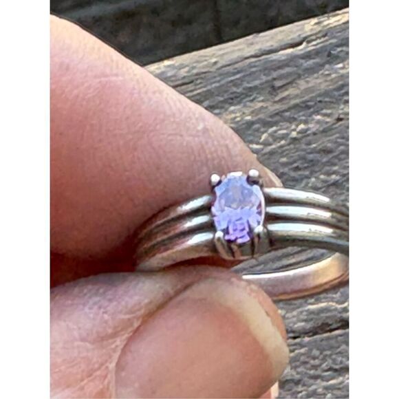 Ring, Purple Cubic Zirconia Ring, NEW, size 7.5, Handmade, CZ, Artisan - Picture 1 of 7